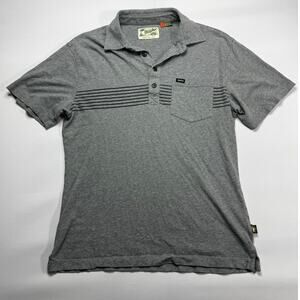Howler Bros. Men's Short Sleeve Gray Horizontal Chest Stripe Polo Shirt - Size S